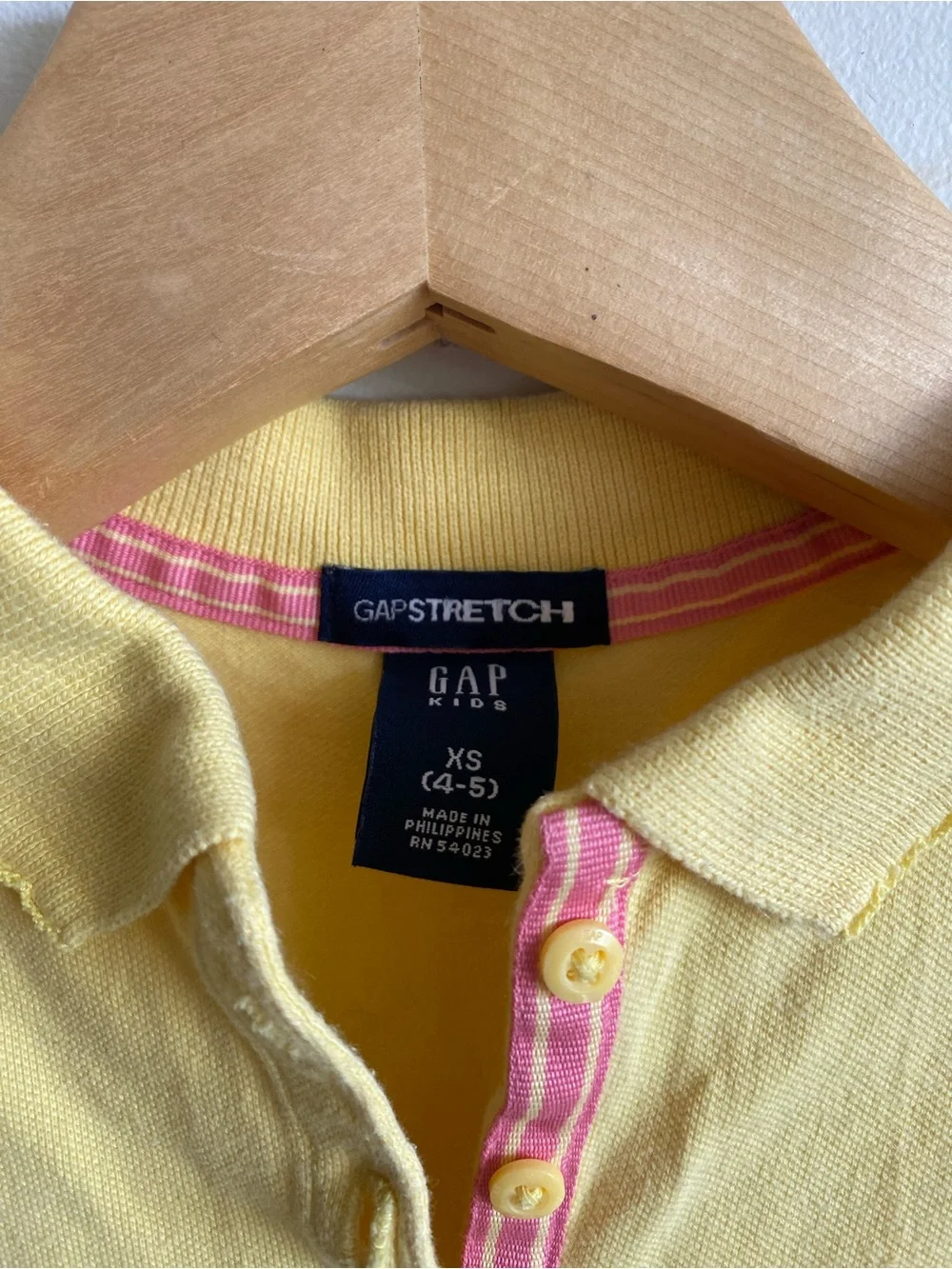 GAP Kids Yellow Sleeveless Polo Shirt Pink Trim Stretch Cotton Tank Top XS 4-5